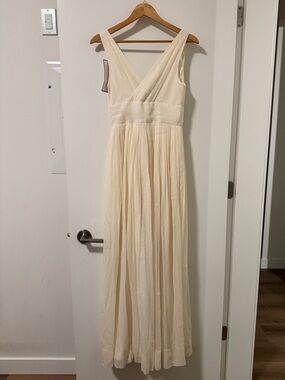 J.Crew Special Occasions Ivory 100% Silk Maxi Dress 8P Wedding Formal